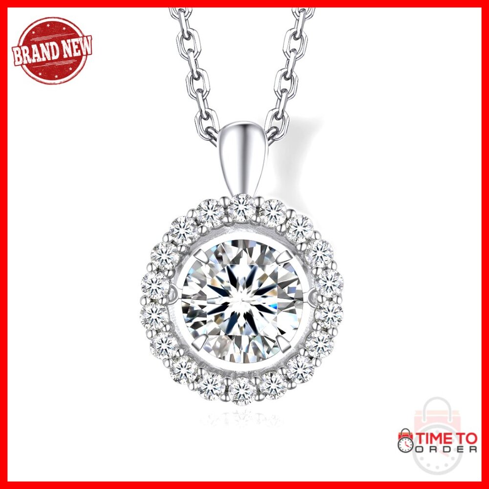Sterling Silver Moissanite Pendant Necklace Elegant Heart Design Gift